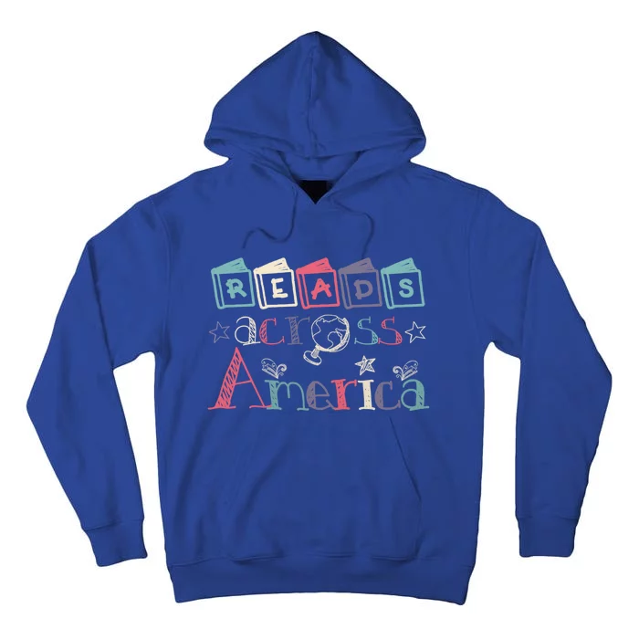 Reads Across Tee America Reading Teacher Books Reader Gift Tall Hoodie