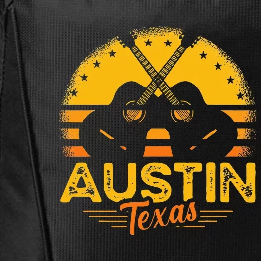 Retro Austin Texas Guitar Texas City Backpack