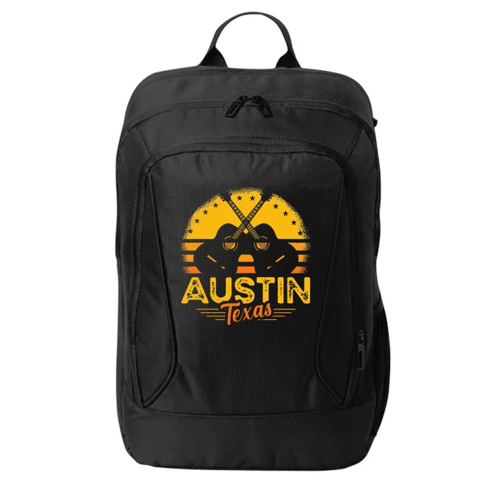 Retro Austin Texas Guitar Texas City Backpack