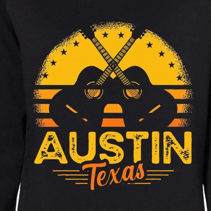 Retro Austin Texas Guitar Texas Womens California Wash Sweatshirt