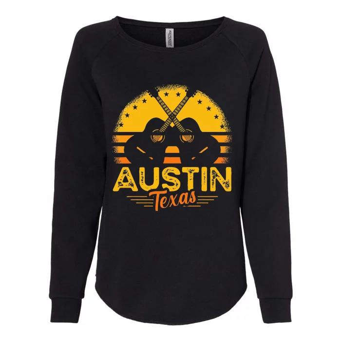 Retro Austin Texas Guitar Texas Womens California Wash Sweatshirt