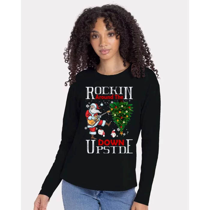 Rockin Around The Christmas Upside Down Womens Cotton Relaxed Long Sleeve T-Shirt