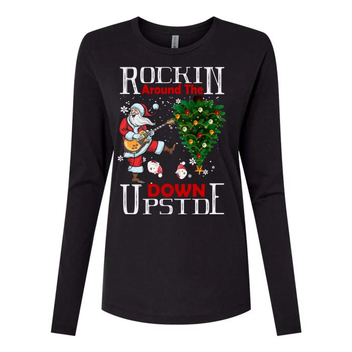 Rockin Around The Christmas Upside Down Womens Cotton Relaxed Long Sleeve T-Shirt