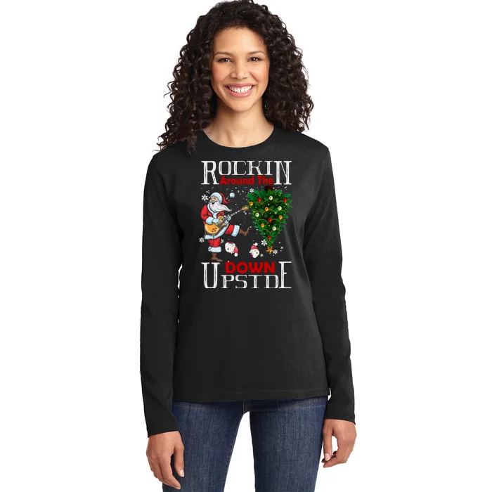 Rockin Around The Christmas Upside Down Ladies Long Sleeve Shirt