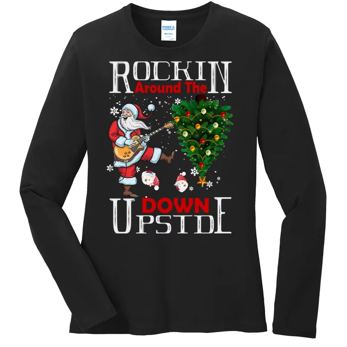 Rockin Around The Christmas Upside Down Ladies Long Sleeve Shirt