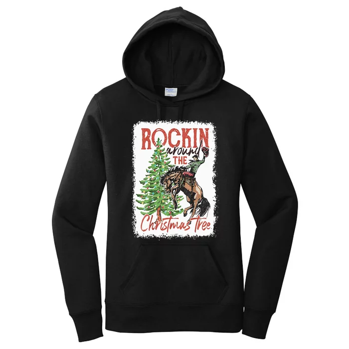 Rocking Around The Christmas Tree Christmas Cowboy Horse Women's Pullover Hoodie