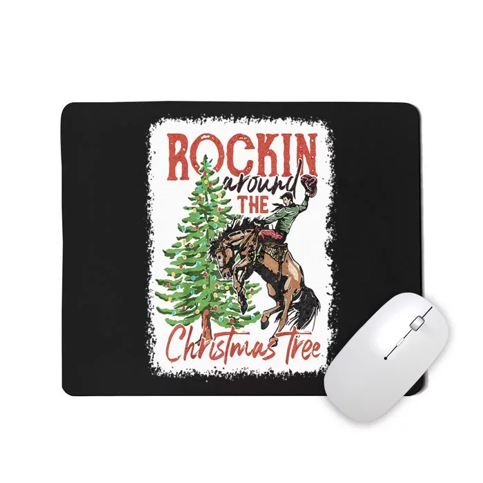 Rocking Around The Christmas Tree Christmas Cowboy Horse Mousepad