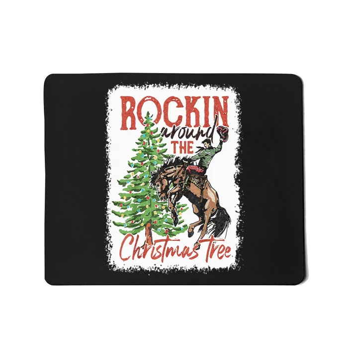 Rocking Around The Christmas Tree Christmas Cowboy Horse Mousepad