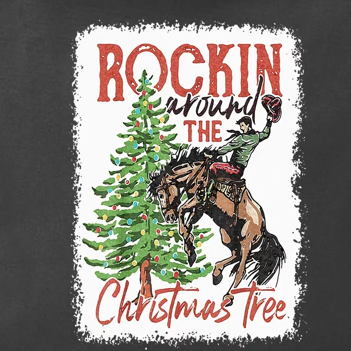 Rocking Around The Christmas Tree Christmas Cowboy Horse Zip Tote Bag