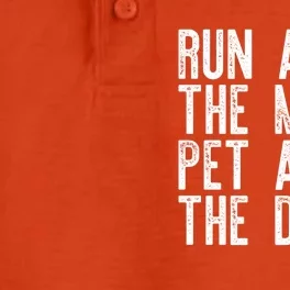 Run All The Miles Pet All The Dogs Funny Runner Running Meme Meaningful Gift Dry Zone Grid Performance Polo