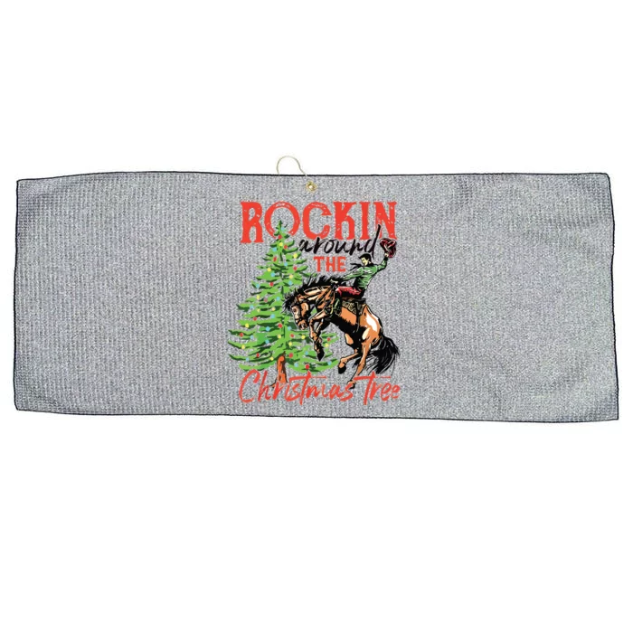 Rocking Around The Christmas Tree Christmas Cowboy Horse Large Microfiber Waffle Golf Towel