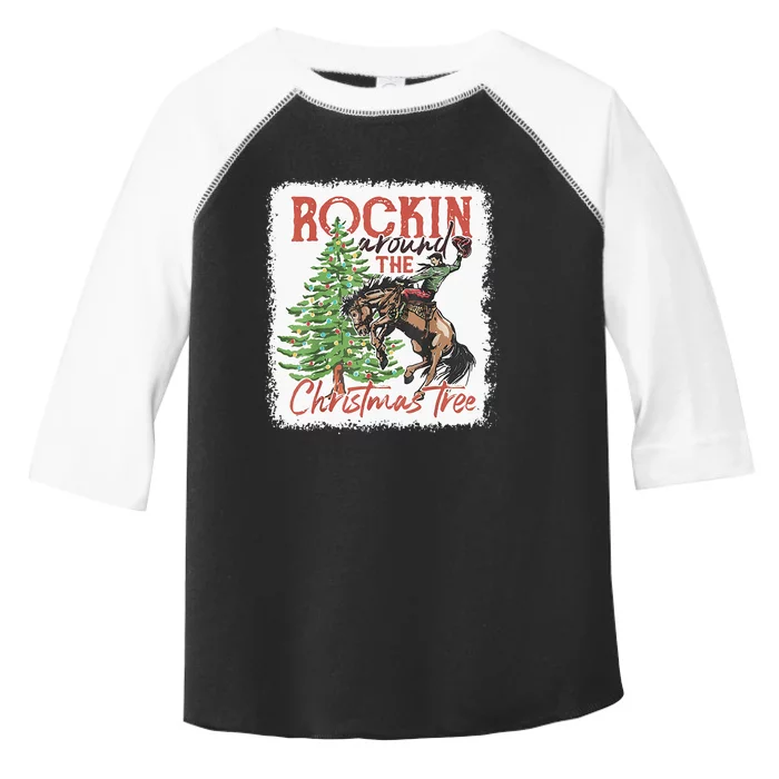 Rocking Around The Christmas Tree Cowboy Horse Toddler Fine Jersey T-Shirt