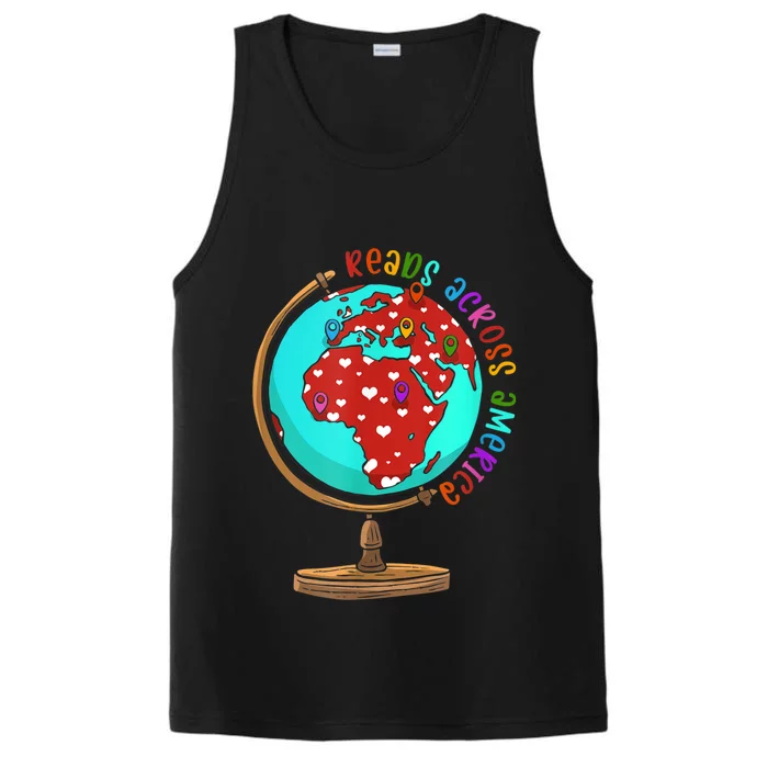 Reads Across That America Reading Lover Teacher Reader Performance Tank