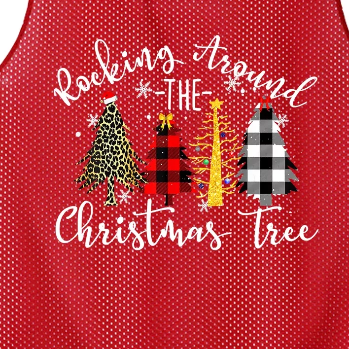 Rocking Around The Christmas Tree Buffalo Plaid Christmas Mesh Reversible Basketball Jersey Tank