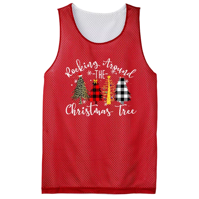 Rocking Around The Christmas Tree Buffalo Plaid Christmas Mesh Reversible Basketball Jersey Tank