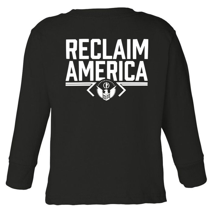 Reclaim America USA Eagle Republican Conservative (On Back) Front & Back Toddler Long Sleeve Shirt