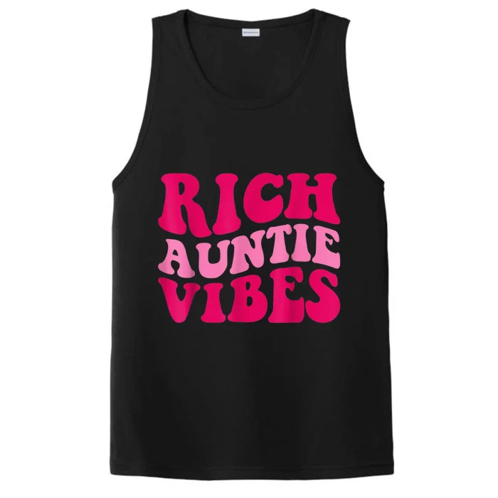 Rich Auntie Vibes Funny Aunt Saying Groovy Apparel Performance Tank