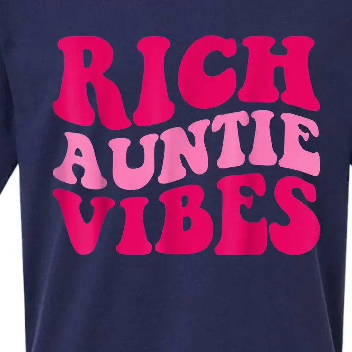 Rich Auntie Vibes Funny Aunt Saying Groovy Apparel Sueded Cloud Jersey T-Shirt