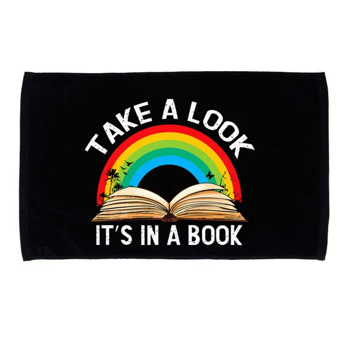 Reading Art Vintage Retro Rainbow Take A Look ItS In A Book Microfiber Hand Towel