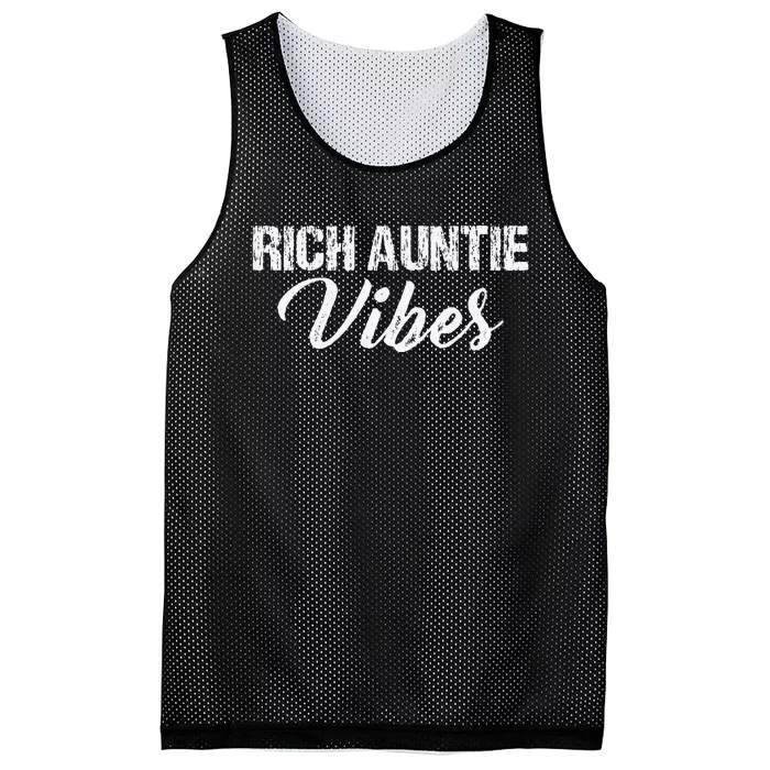 Rich Auntie Vibes Funny Aunt Saying Mother's Day Vintage Mesh Reversible Basketball Jersey Tank