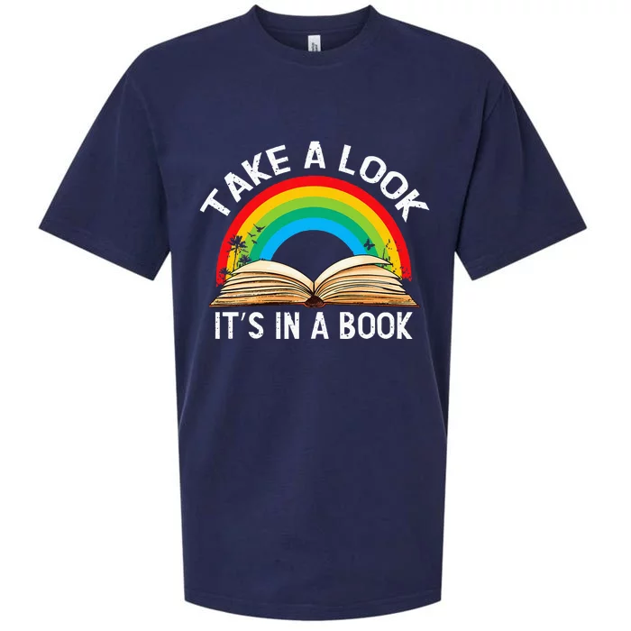 Reading Art Vintage Retro Rainbow Take A Look ItS In A Book Sueded Cloud Jersey T-Shirt