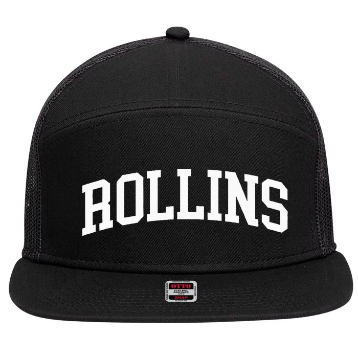 Rollins Arch Vintage Retro College Athletic Sports 7 Panel Mesh Trucker Snapback Hat