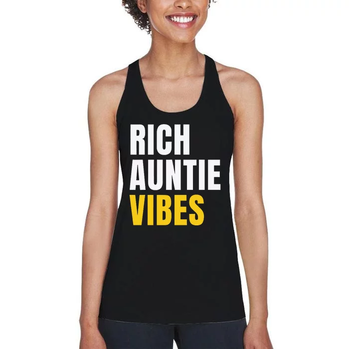 Rich Auntie Vibes Aunt Best Aunty Mothers Day Birthday Women's Racerback Tank