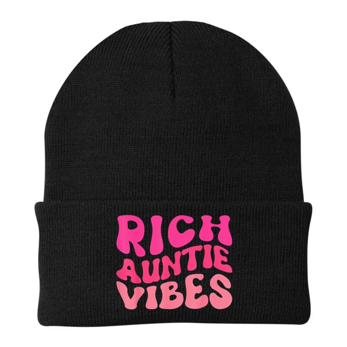 Rich Auntie Vibes Aunt Best Aunty  Mother's Day Cute Knit Cap Winter Beanie