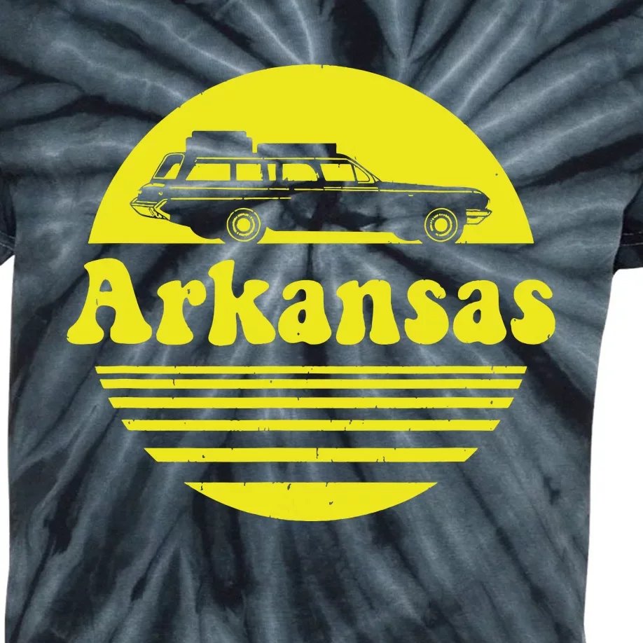 Retro Arkansas Vintage Vacation Kids Tie-Dye T-Shirt