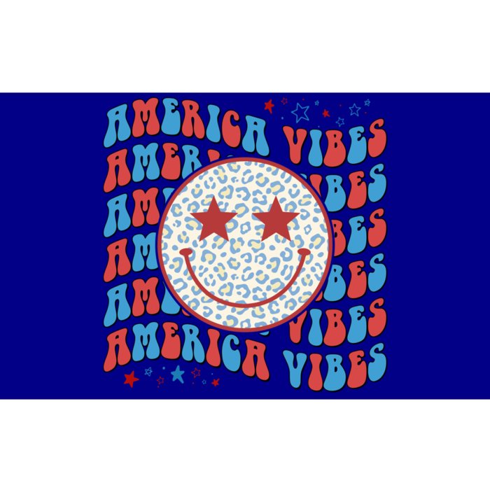 Retro America Vibes Smile Face Patriotic Groovy 4th Of July Gift Bumper Sticker