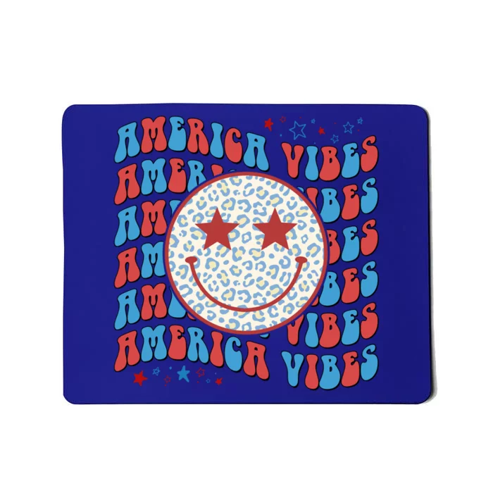 Retro America Vibes Smile Face Patriotic Groovy 4th Of July Gift Mousepad