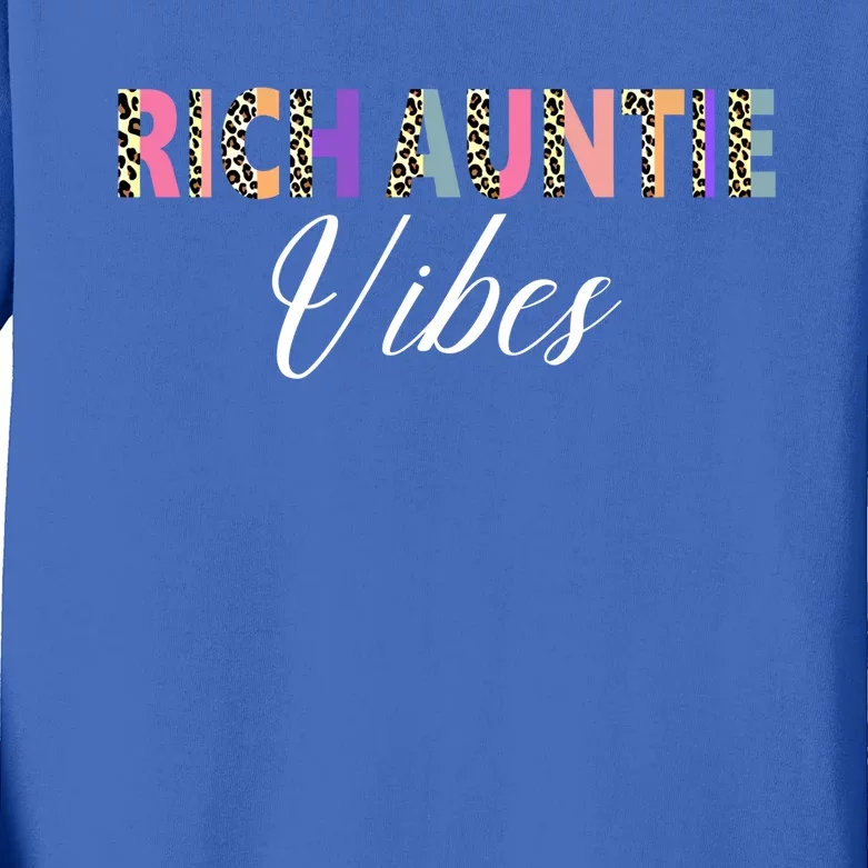 Rich Auntie Vibes Aunt Best Aunty Mothers Day Cute Gift Kids Long Sleeve Shirt