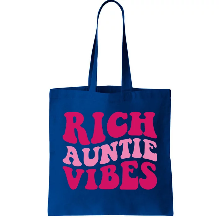 Rich Auntie Vibes Funny Aunt Saying Groovy Gift Tote Bag