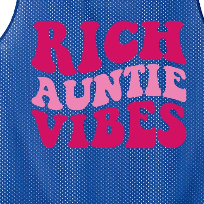 Rich Auntie Vibes Funny Aunt Saying Groovy Gift Mesh Reversible Basketball Jersey Tank