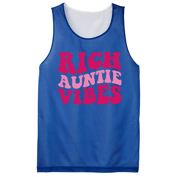 Rich Auntie Vibes Funny Aunt Saying Groovy Gift Mesh Reversible Basketball Jersey Tank