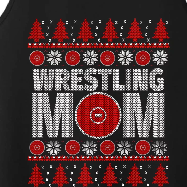 Red And White Wrestling Mom Ugly Christmas Gift Performance Tank