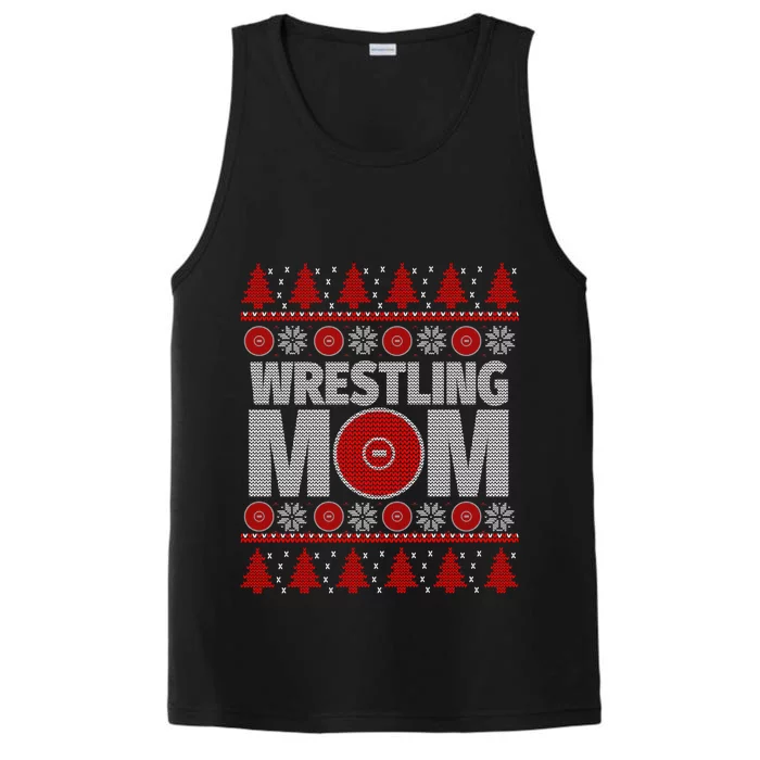 Red And White Wrestling Mom Ugly Christmas Gift Performance Tank