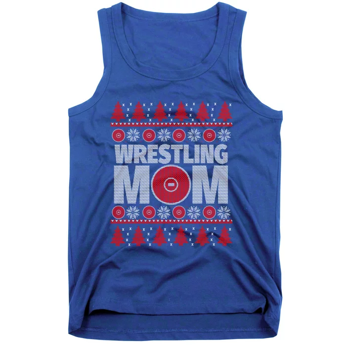 Red And White Wrestling Mom Ugly Christmas Gift Tank Top