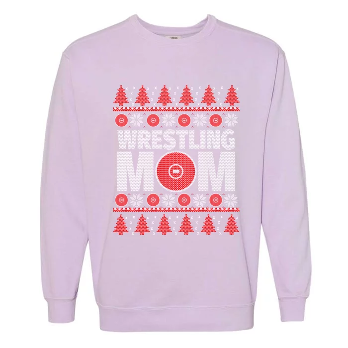 Red And White Wrestling Mom Ugly Christmas Gift Garment-Dyed Sweatshirt