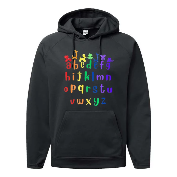 Rainbow ABCs with Balloon Animals Performance Fleece Hoodie