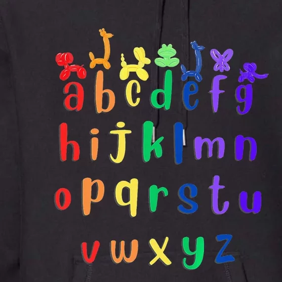 Rainbow ABCs with Balloon Animals Premium Hoodie