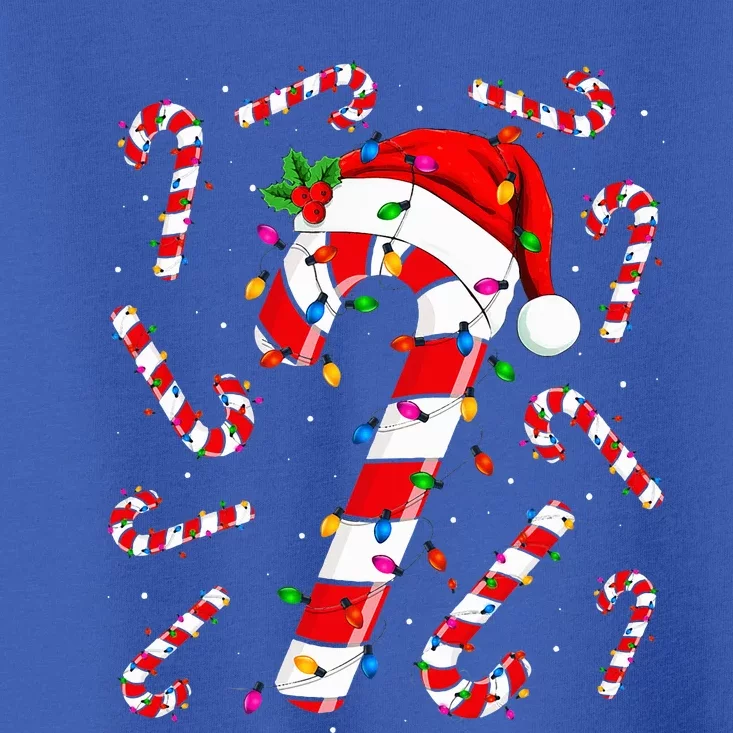 Red and White Candy Cane Santa Christmas Funny Xmas Lights Toddler T-Shirt