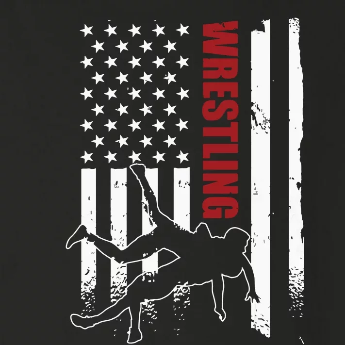 Retro American Wrestling Apparel US Flag Wrestling Toddler Long Sleeve Shirt