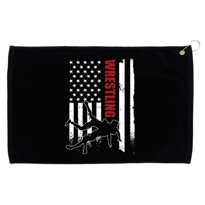 Retro American Wrestling Apparel US Flag Wrestling Grommeted Golf Towel