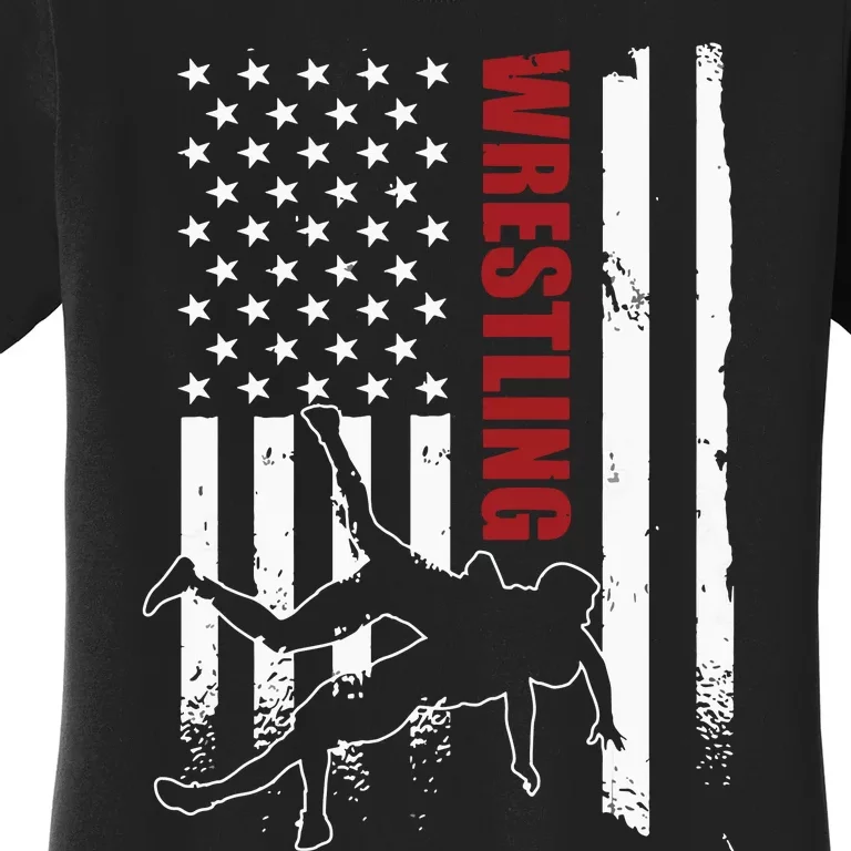 Retro American Wrestling Apparel US Flag Wrestling Women's T-Shirt