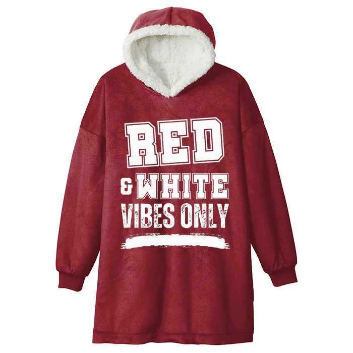 Red and White Game Day High School Football Hooded Wearable Blanket