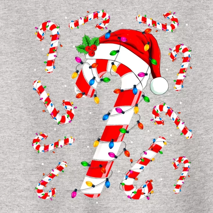 Red And White Candy Cane Santa Christmas Funny Xmas Lights Toddler T-Shirt