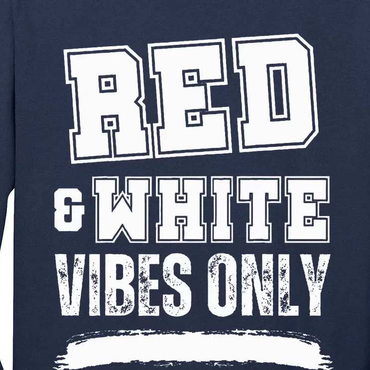 Red And White Game Day High School Football Tall Long Sleeve T-Shirt