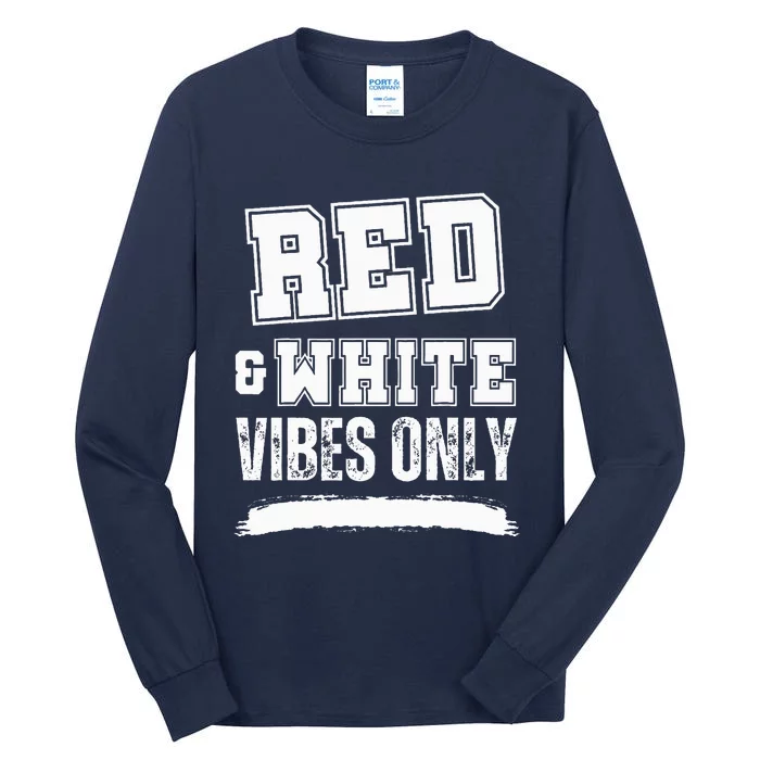 Red And White Game Day High School Football Tall Long Sleeve T-Shirt