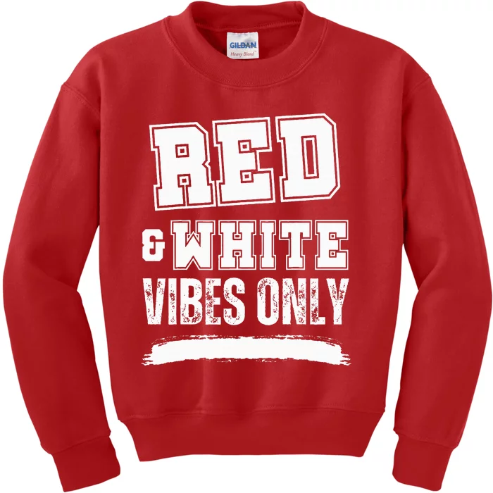 Red And White Game Day High School Football Kids Sweatshirt